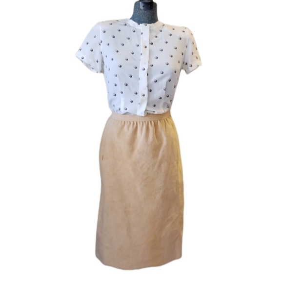 Vintage Ultrasuede Caramel Pencil Skirt - Picture 1 of 5